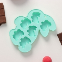 Форма для конфет и шоколада Доляна &laquo;Заяц&raquo;, силикон, 15&times;11,5 см, 6 ячеек (3,8&times;3,5 см), цвет мятный