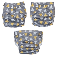 Многоразовый подгузник &laquo;Треугольники&raquo;, 3-15 кг, цвет серый, Крошка Я