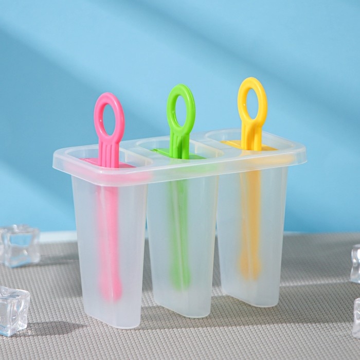 Форма для мороженого Доляна &laquo;Симпл&raquo;, 11&times;11&times;6,5 см, 3 ячейки, цвет прозрачный