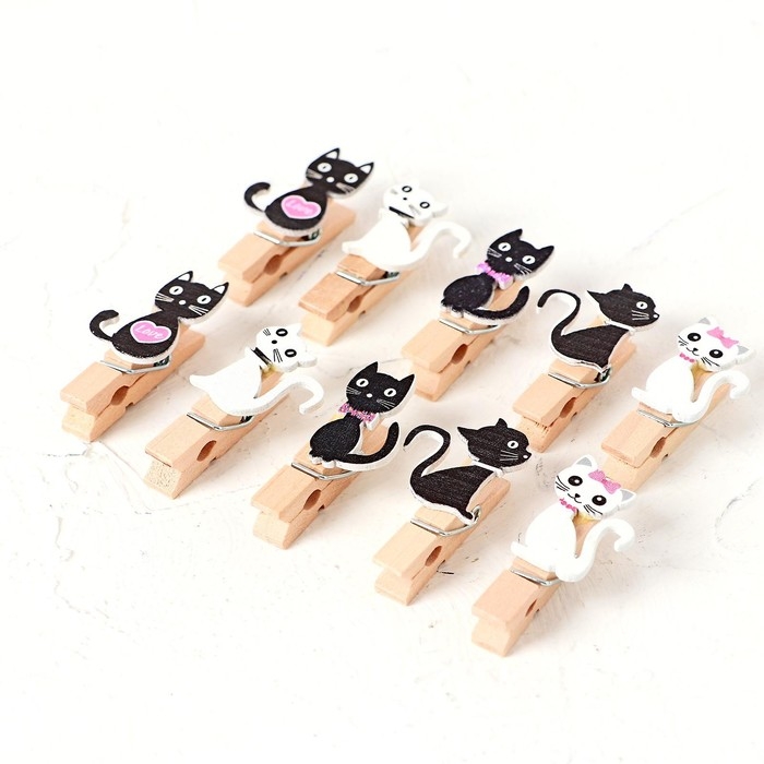 Набор декоративных прищепок «Кошечки» набор 10 шт. Набор декоративных прищепок «Кошечки» набор 10 шт.