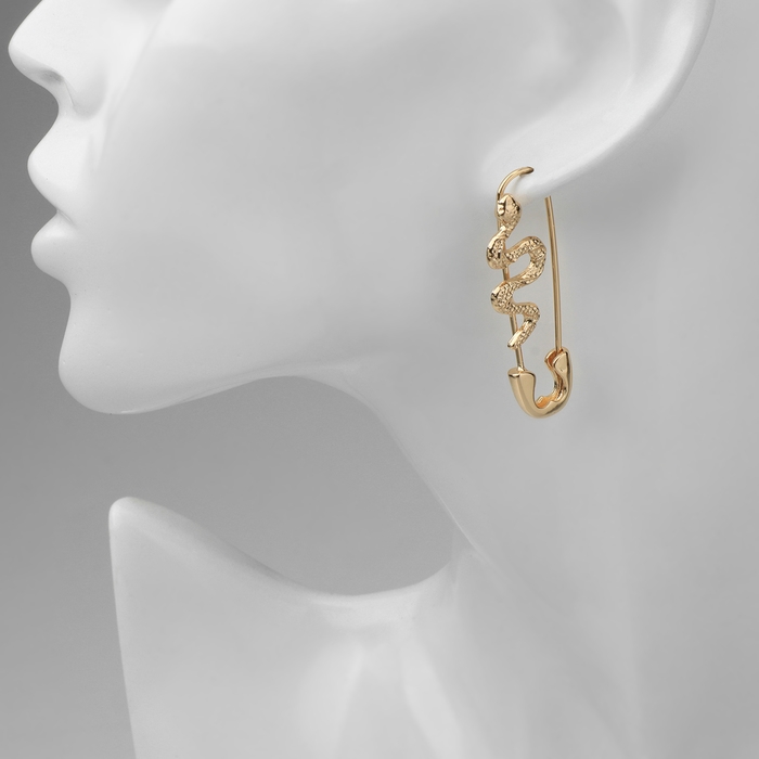 Новый год! Символ года 2025! Серьги металл &laquo;Булавки&raquo; змея, цвет золото