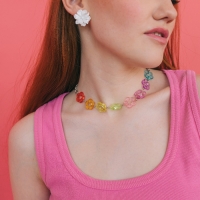 Колье &laquo;Лето&raquo; цветы, цветное в серебре, 44 см