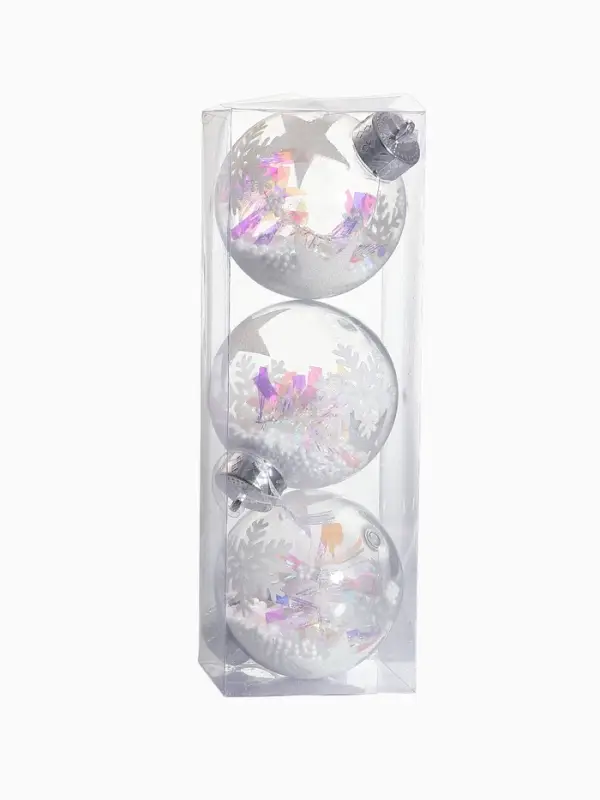 Украшение елочное, Снежок 3 шт., d 8 см