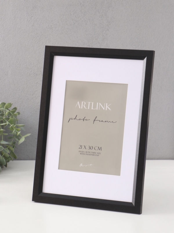 Фоторамка МДФ "Anna" 21х30 см, с паспарту (15х20 см), чёрный (пластиковый экран)