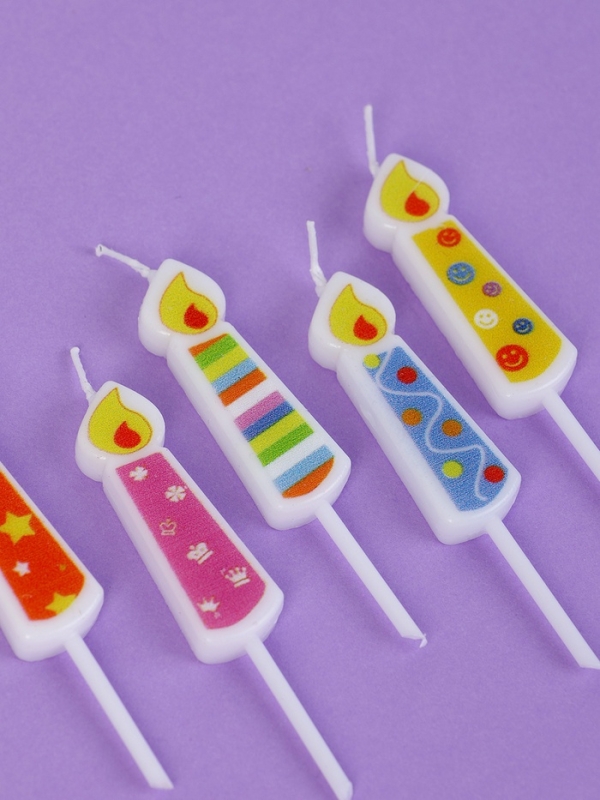 Свечи для торта "Весёлые огоньки", 5 шт, разноцветные