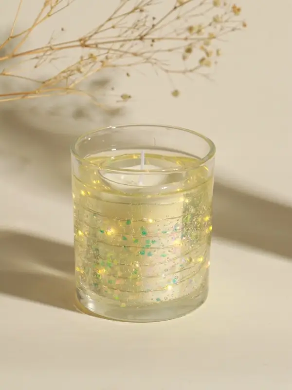 Свеча интерьерная в стакане с LED-подсветкой "Перламутровые сердечки" 8х8х9 см