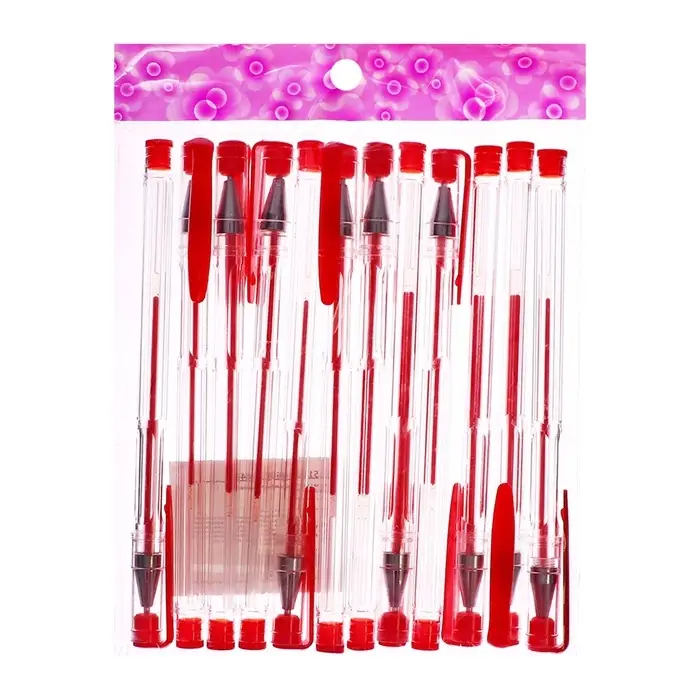 Ручка гелевая, 0.5 мм, красный, прозрачный корпус