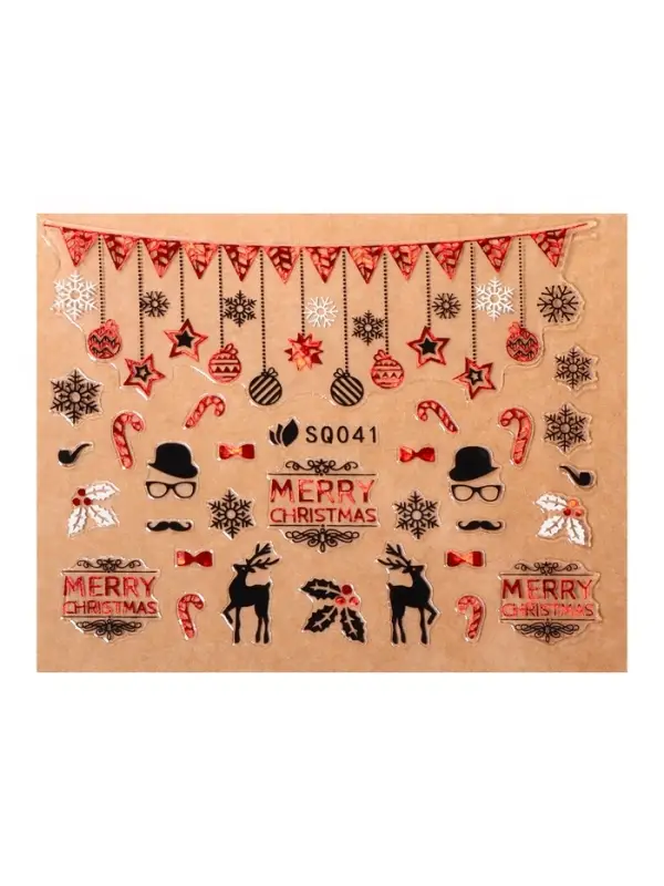 Наклейки для ногтей &laquo;Счастливого Рождества&raquo;, фольгированные, разноцветные