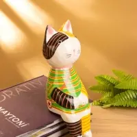 Сувенир дерево "Кошка сидящая" цв. жёлтый, 10х10х28 см