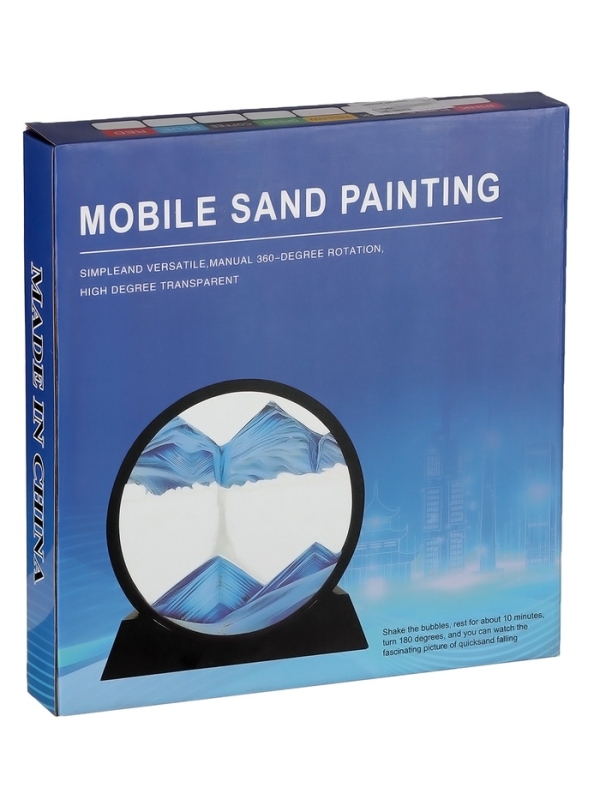 Песочные часы-картина, d-26 см, антистресс, песок синий