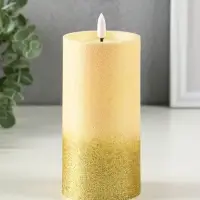 Светодиодная свеча LED RISALUX &laquo;Блёстки&raquo; 3хAAA золото 7,5х7,5х15 см
