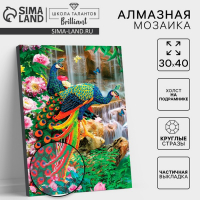 Алмазная мозаика с частичным заполнением на подрамнике &laquo;Павлины&raquo;, 30 x 40 см