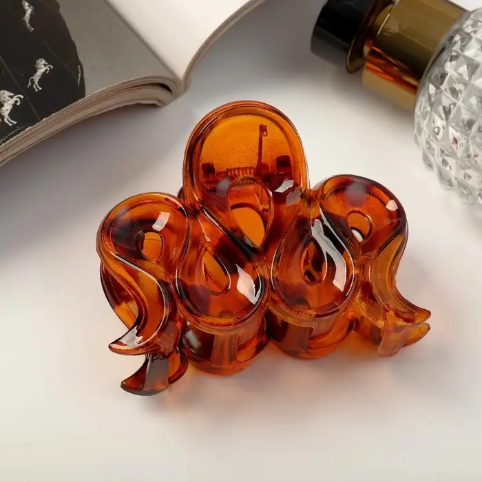 Краб для волос "Глянец" волна люкс, 7 см, микс