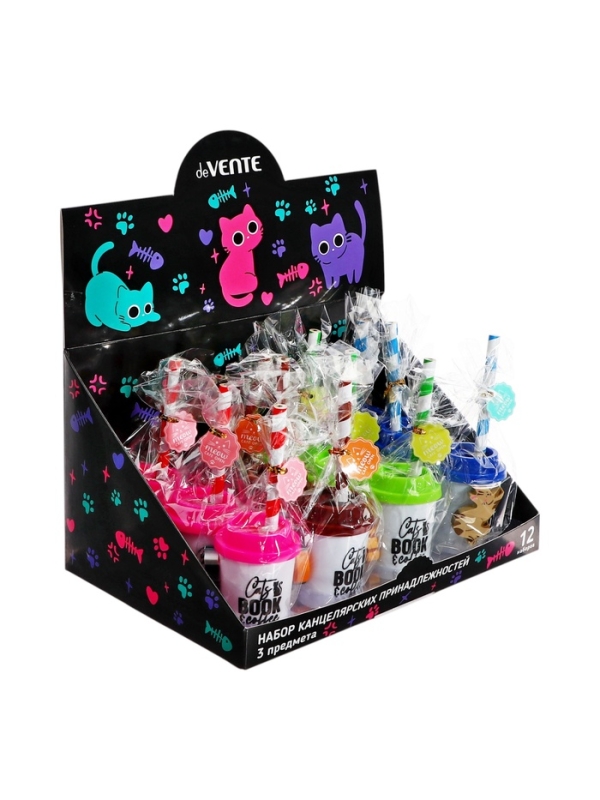 Канцелярский набор deVENTE. Funny Cat, 3 предмета, ластик, точилка, ч/г карандаш HB