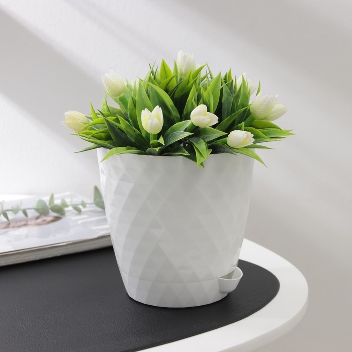 Горшок для цветов с прикорневым поливом &laquo;Румба&raquo;, 1,5 л, цвет белый