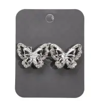 Зажим для кардигана "Ажур", бабочка, искра, цвет белый в серебре