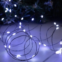 Гирлянда &laquo;Нить&raquo; 10 м роса, IP20, чёрная нить, 100 LED, свечение белое, 12 В