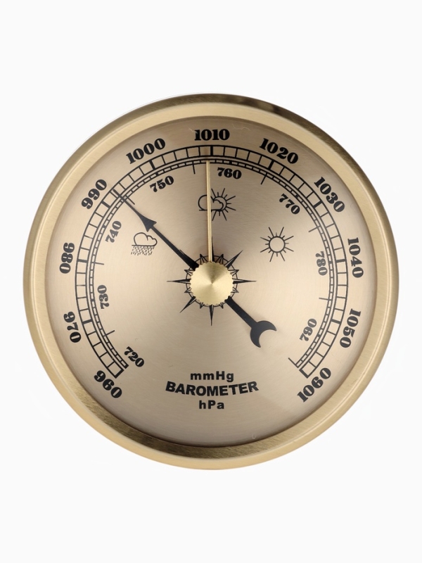 Барометр механический, настенный,d= 7см, золотая рамка