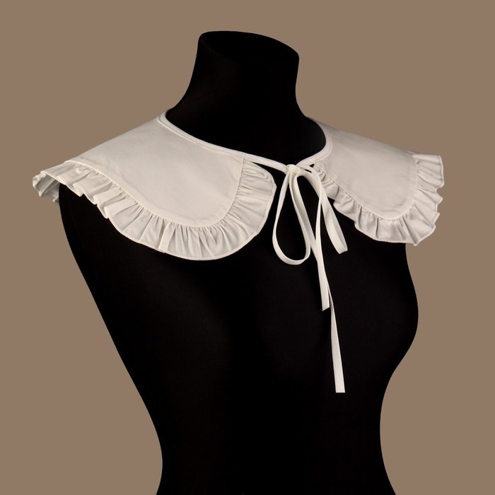 Воротник накладной, с отделкой из рюш, диаметр горловины = 43 см, 99 &times; 14 см, цвет айвори