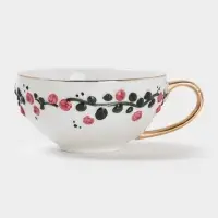 Чайная пара &laquo;Красный бутон&raquo;, 2 предмета: чашка 180 мл, блюдце d=15 см, керамика, белая