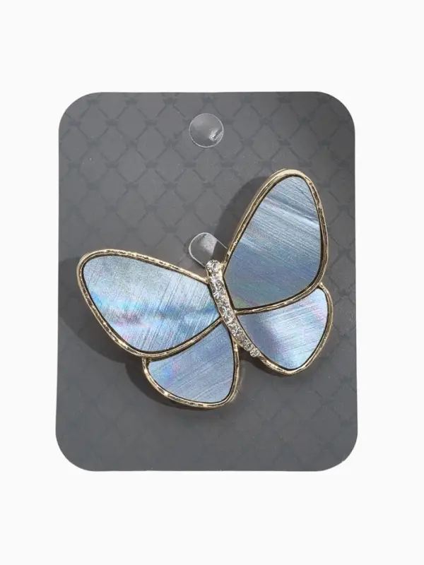 Брошь "Бабочка" под перламутр, цвет бело-серый в золоте