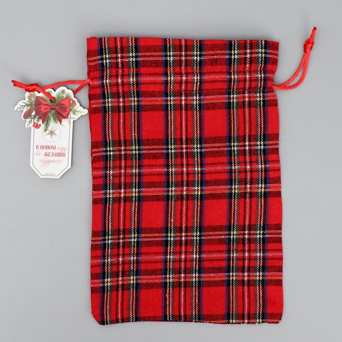 Мешок подарочный холща &laquo;С Новыми желаниями&raquo;, 16 х 23 см +/- 1.5 см, Новый год