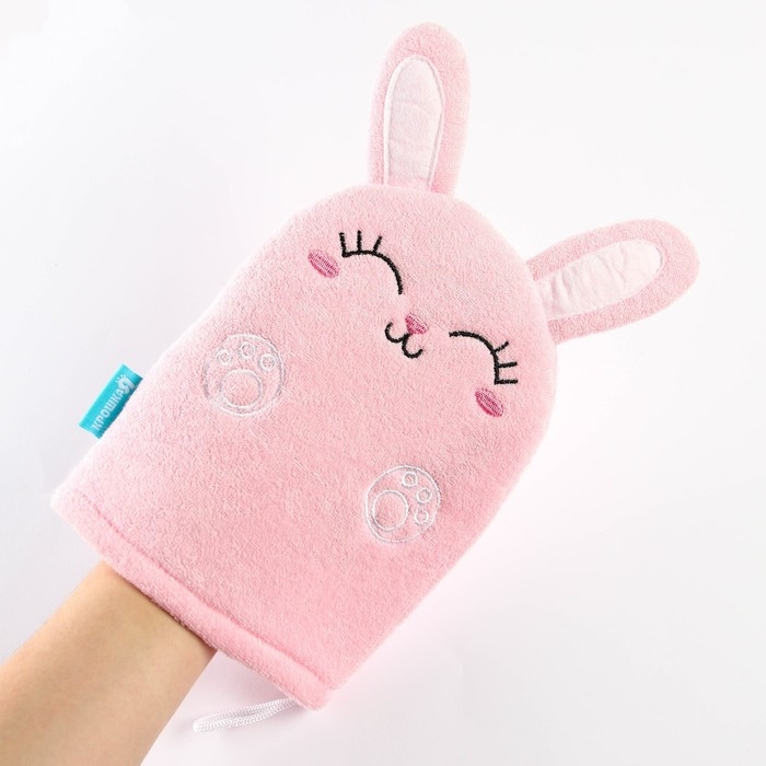 Мочалка детская для купания &laquo;Зайка&raquo;, варежка, из махры