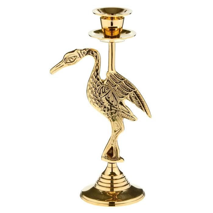Подсвечник "Журавль" латунь 12,х7,8х23 см