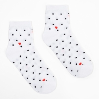 Носки женские MINAKU &laquo;Точки и сердечки&raquo;, цвет белый, размер 36-37 (23 см)