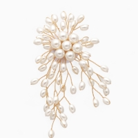 Брошь "Цветок" с жемчугом, цвет белый в золоте