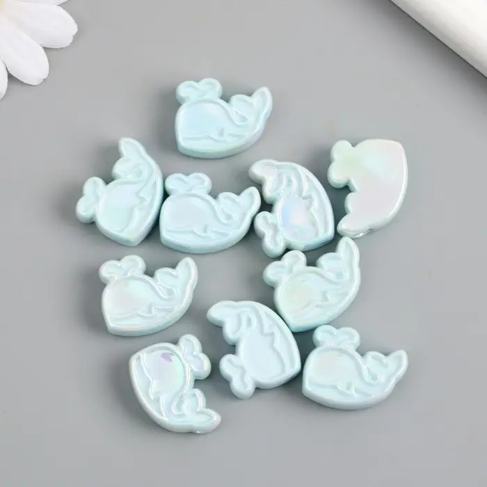 Бусина для творчества пластик "Кит с фонтанчиком. Перламутровый глянец" МИКС 0,8х2,6х2,2 см   975928