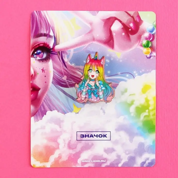 Значок деревянный &laquo;Девочка единорог&raquo;, аниме, 2,6 х 3,3 см