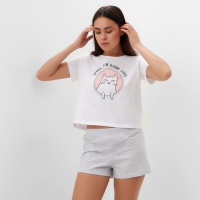 Пижама женская (футболка и шорты) KAFTAN "Утры" р. 48-50, белый Пижама женская (футболка и шорты) KAFTAN "Утры" р. 48-50, белый