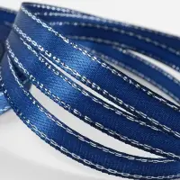 Лента атласная, с серебряным люрексом, 6 мм, 23&plusmn;1 м, синяя №038