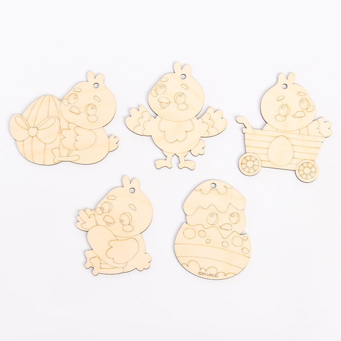 Заготовки для творчества. Роспись по дереву &laquo;Пасха: цыплята&raquo;, 5 шт