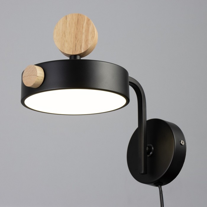 Бра с выключателем на проводе "Пиатти" LED 12Вт 4000К черный 15х26х16см