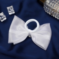 Резинка для волос бант "Школьница" классика блеск, 11х7 см, белый