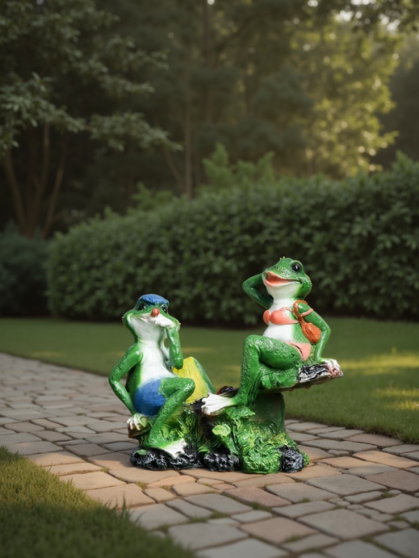 Садовая фигура из полистоуна &laquo;Лягушки на качелях&raquo;, 37&times;17&times;38 см