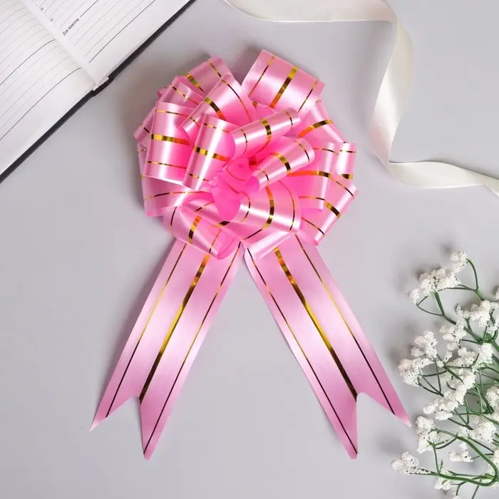 Бант - шар №5 &laquo;Золотые полосы&raquo;, розовый