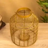 Подсвечник фонарь со стеклянной колбой 20х20х26 см, d 9 см, металл, цв. золото