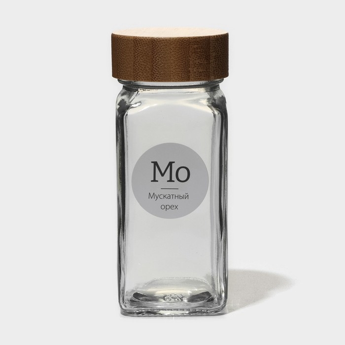 Набор стеклянных баночек для специй с деревянной крышкой BellaTenero &laquo;Эко&raquo;, 120 мл, 4&times;11 см, 12 шт