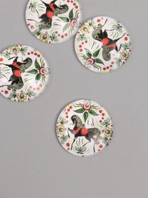 Кабошон стекло для творчества "Круг. Русский конь" 3х3 см