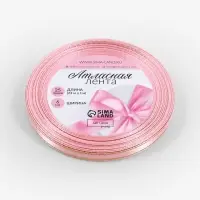 Лента атласная, с золотым люрексом, 6 мм, 23&plusmn;1 м, розовая №04