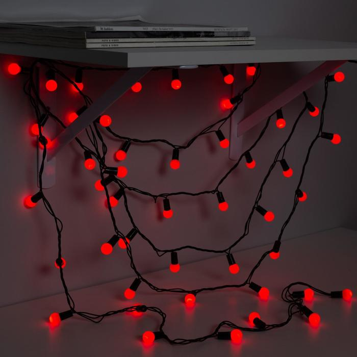 Гирлянда «Нить» 20 м с насадками «Шарики 1.5 см», IP44, тёмная нить, 200 LED, свечение красное, 8 режимов, 220 В Гирлянда «Нить» 20 м с насадками «Шарики 1.5 см», IP44, тёмная нить, 200 LED, свечение красное, 8 режимов, 220 В