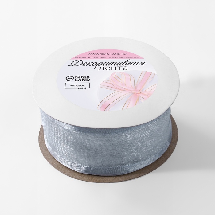 Лента декоративная, капроновая/атласная, 40 мм, 18 ± 1 м, цвет серебряный Лента декоративная, капроновая/атласная, 40 мм, 18 ± 1 м, цвет серебряный