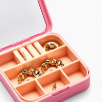 Органайзер для хранения украшений с зеркалом «Шкатулка портативная», 9*9*2,5см, цвет розовый Органайзер для хранения украшений с зеркалом «Шкатулка портативная», 9*9*2,5см, цвет розовый