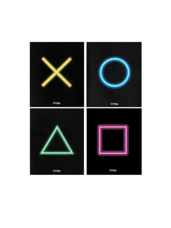 Тетрадь 48 листов в клетку Calligrata &laquo;Фигуры&raquo;, обложка мелованная бумага, блок №2 (серые листы) МИКС