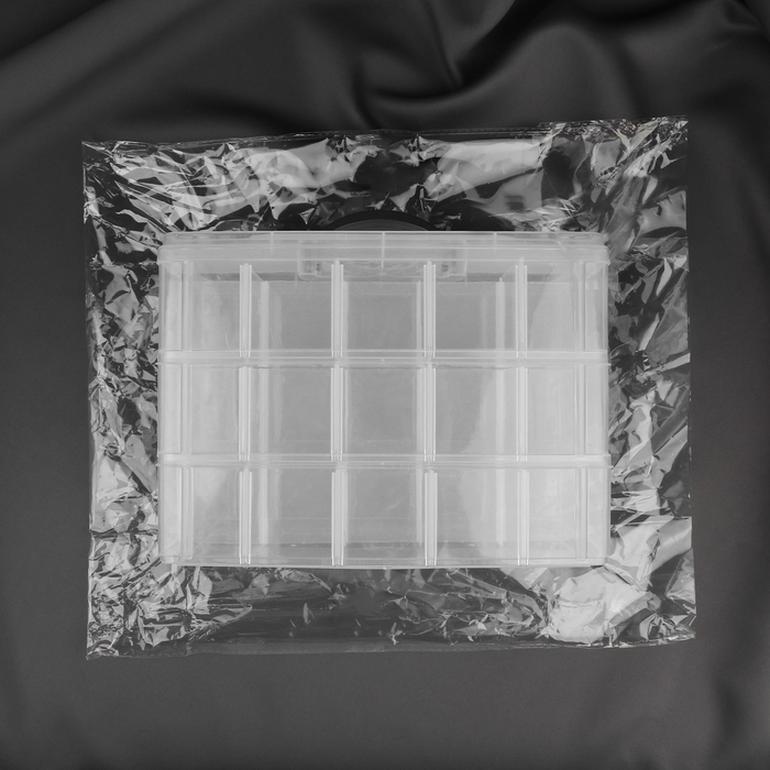 Органайзер для рукоделия, со съёмными ячейками, 3 яруса по 10 отделений, 24,5 &times; 16,5 &times; 18 см, с ручкой, цвет прозрачный