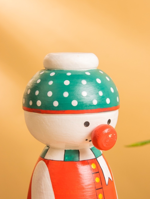 Деревянная кукла кокеши "Снеговичок" 7х7,5х15 см