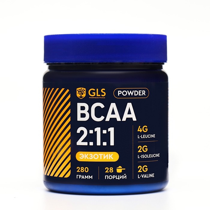 BCAA 2:1:1 аминокислоты для набора массы GLS экзотический микс, 280 г BCAA 2:1:1 аминокислоты для набора массы GLS экзотический микс, 280 г